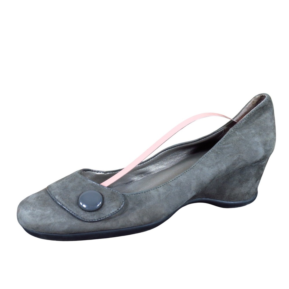 Me Too Salem Women Wedge Pump Size 10M Professional Office Casual Grey Suede